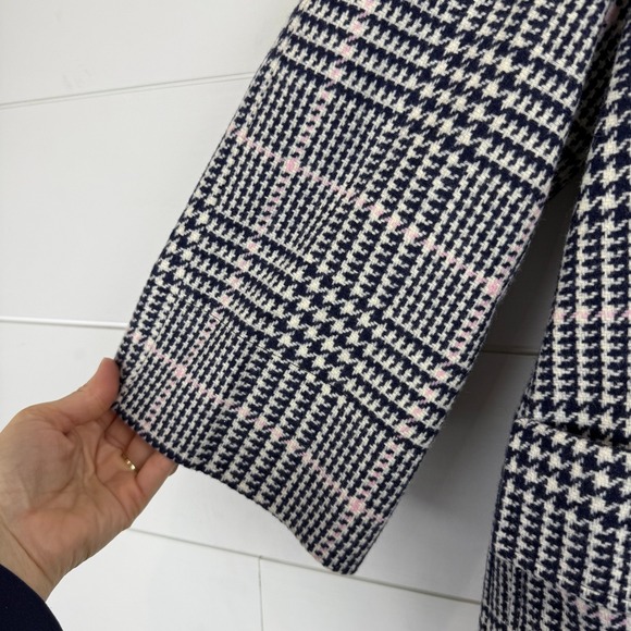 Brooks Brothers Womens 100% Wool Houndstooth Coat Navy Pink Plaid Size 6 SPRING - Picture 5 of 12